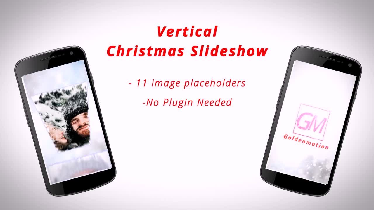 简短动态的垂直圣诞幻灯片AE模板