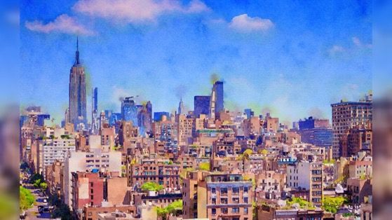纽约水彩画高清动态壁纸