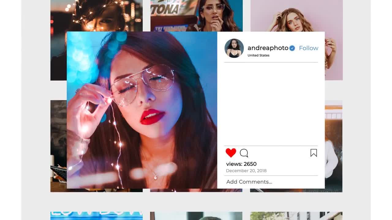 Instagram风格照片社交媒体宣传视频AE模板