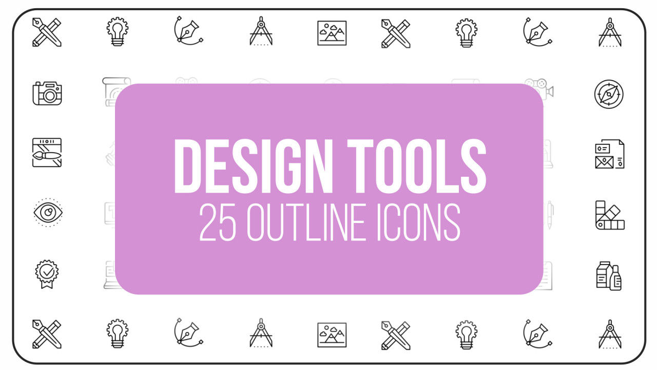 25个流畅简单创意的设计工具轮廓动画图标AE模板