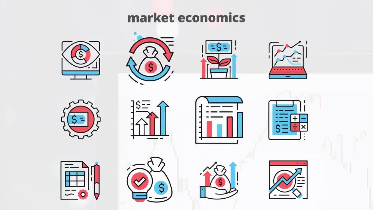 市场经济学扁线平面动画图标AE模板