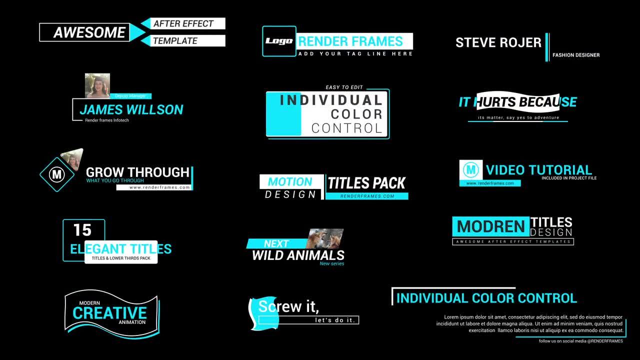 15组现代简洁通用标题动画排版AE模板