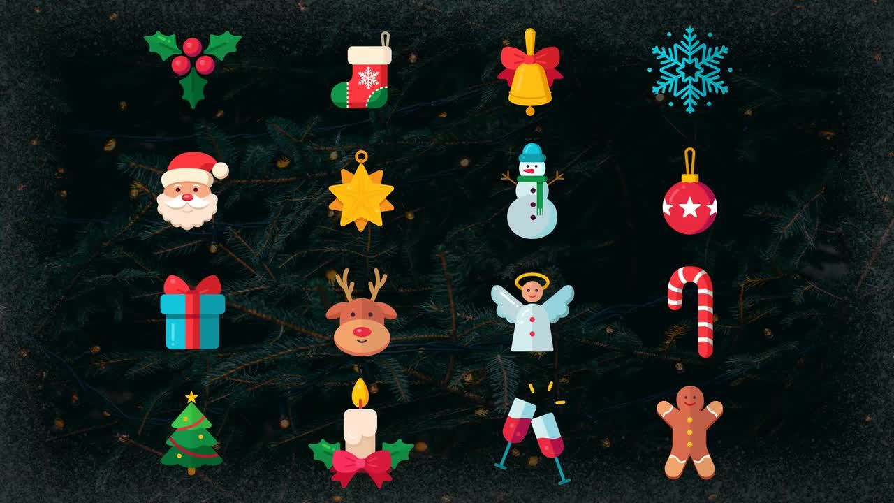 32个圣诞节动画图标包AE模板