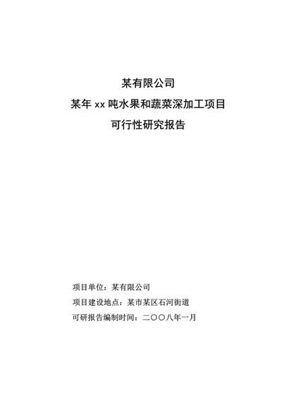 水果蔬菜深加工项目可行性研究报告word模板