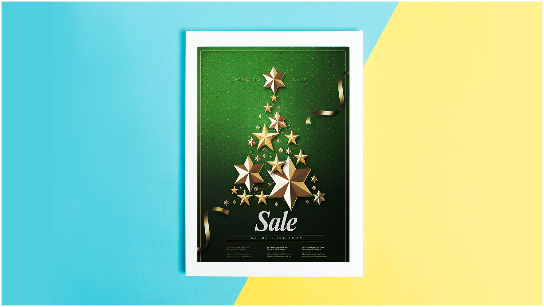 绿色创意星星堆叠效果PSD圣诞宣传海报