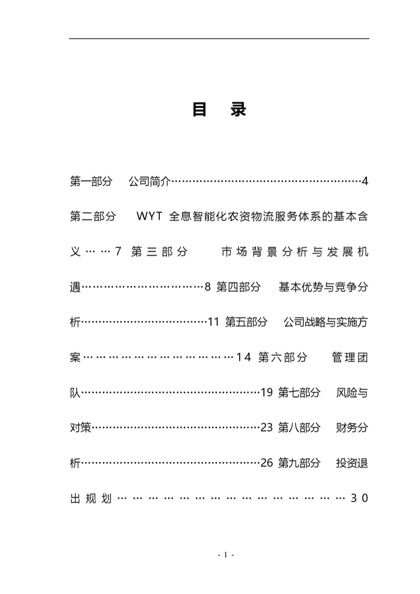 某公司商业计划书word模板下载