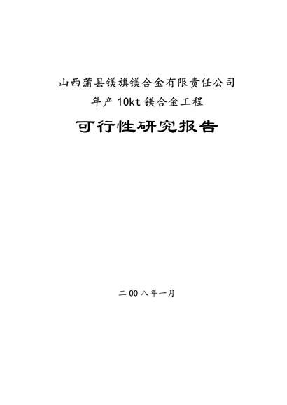 镁合金工程可行性研究报告word模板