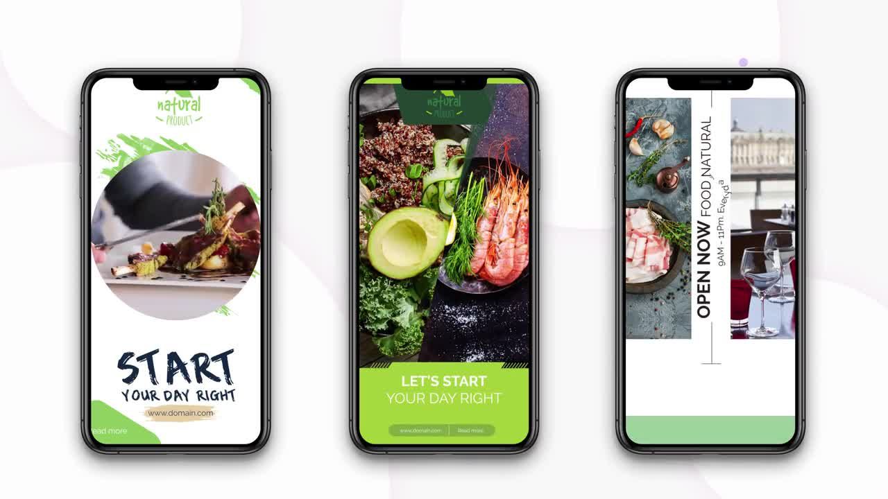 10个干净清晰创意的健康食品Instagram故事AE模板