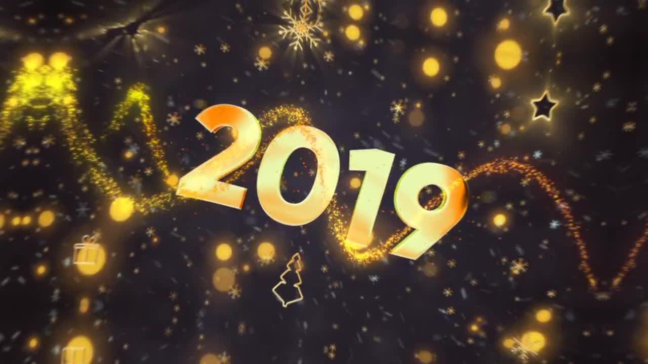 金光闪烁动态特效新年倒计时动画片头展示AE模板