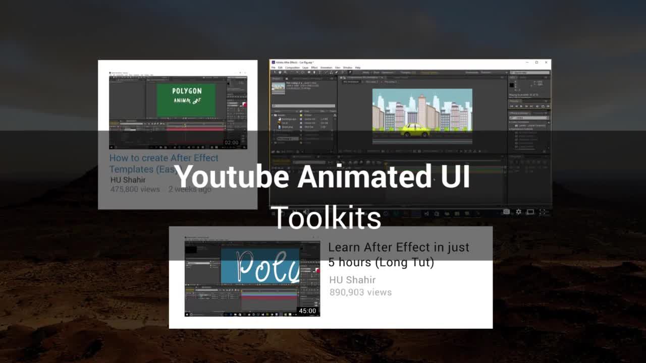 酷炫干净创意的YouTube的动画UI工具包AE模板