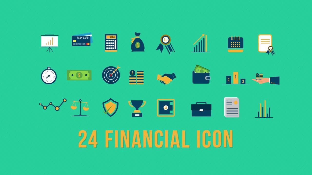 24种财务金融图标动画AE模板