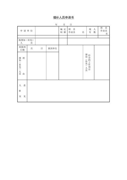 增补人员申请书Word模板