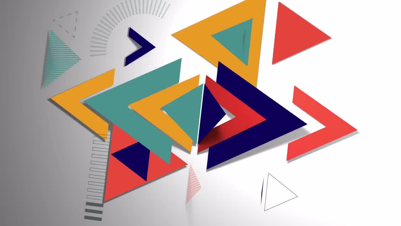 色彩丰富的三角形徽标显示AE模板