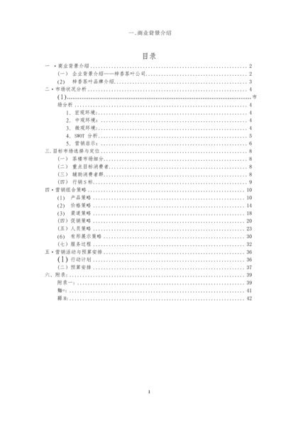 茶楼茶庄商业策划书word模板