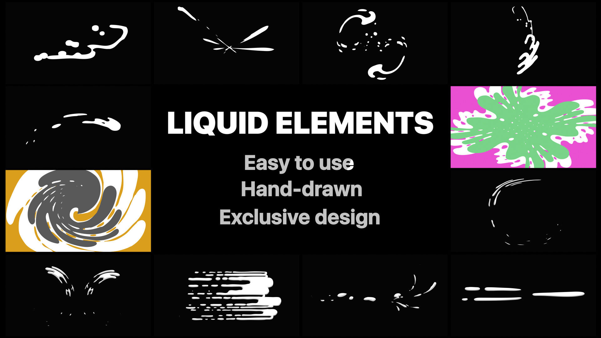 液体运动元素和过渡动画AE模板