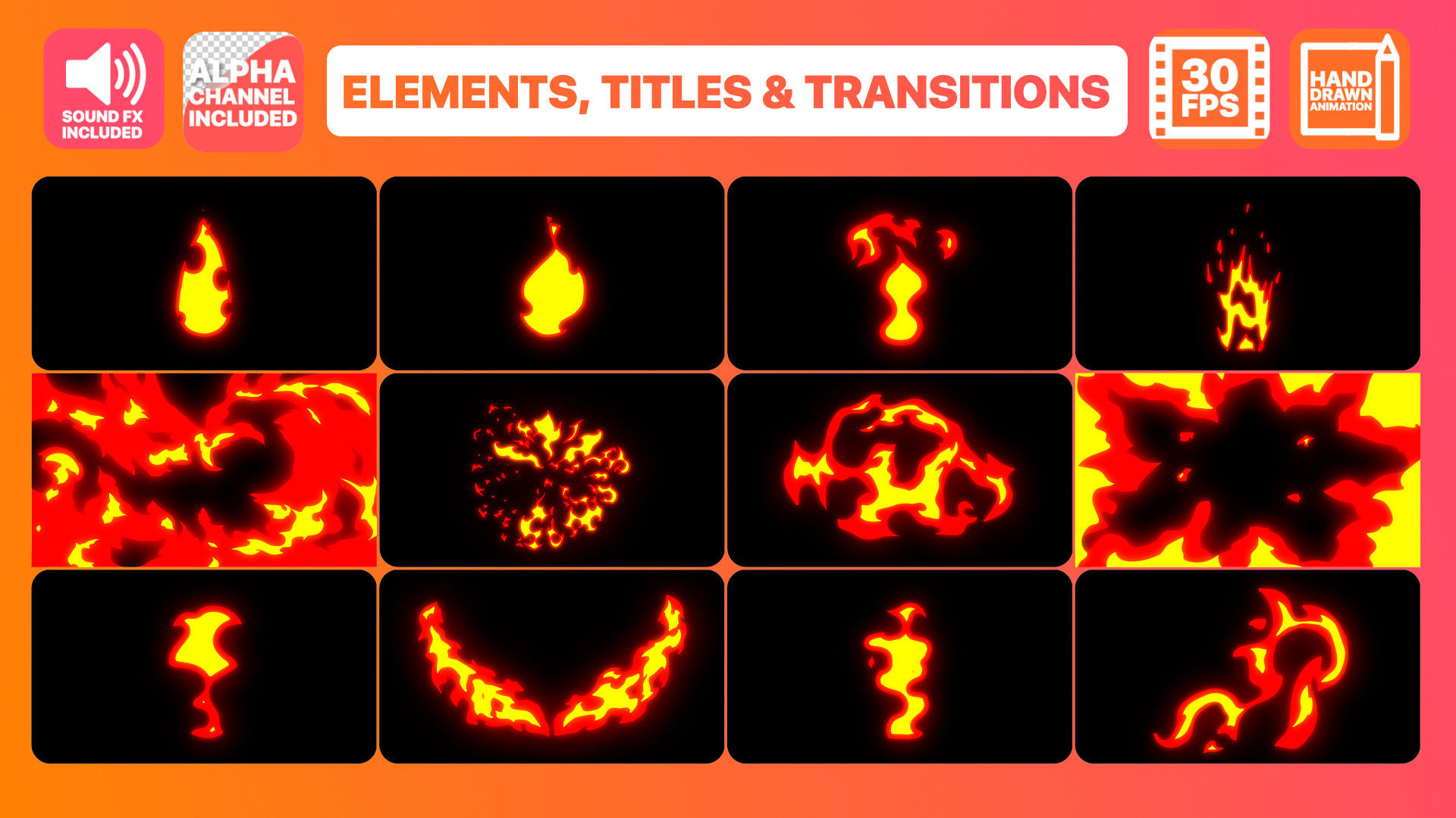 火元素的标题和过渡动画AE模板