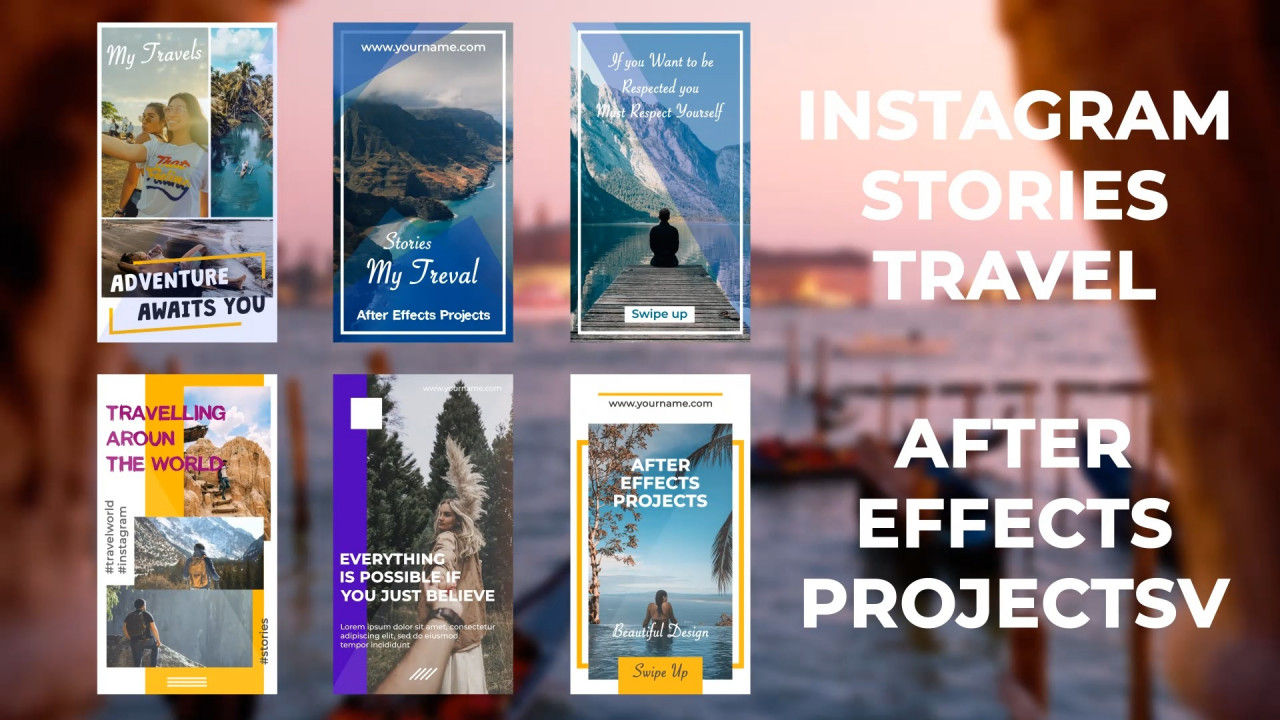 6款旅不同Instagram Stories风格动画特效视频展示AE模板