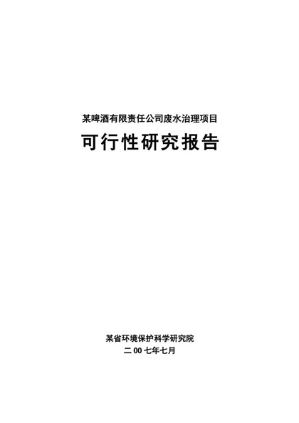 某啤酒厂废水治理项目可行性研究报告Word模板