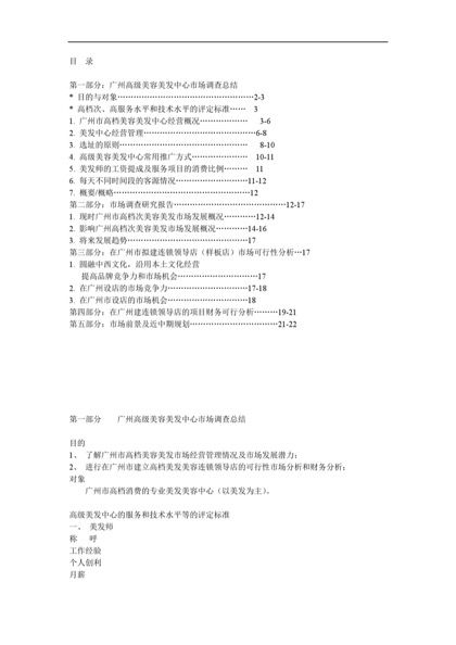 美容美发市场调查总结研究报告连锁领导店市场可行性分析word模板