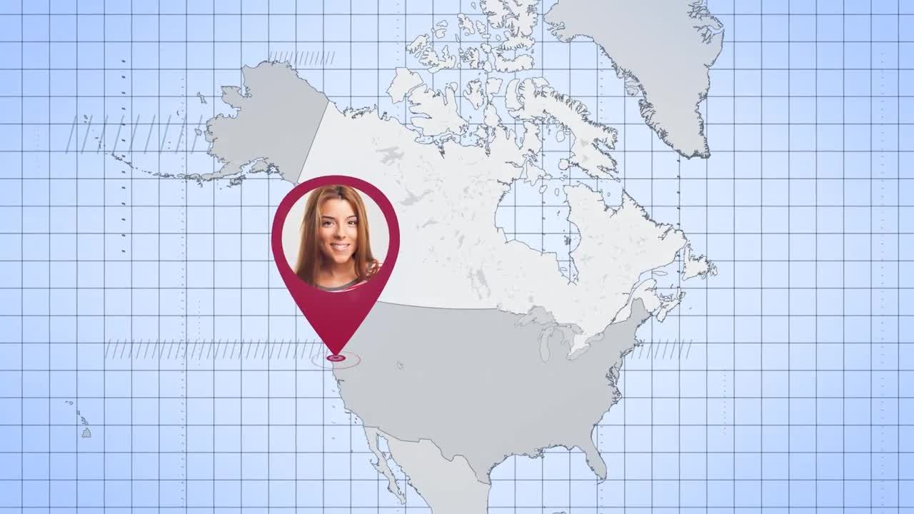 北美国家地图动态动画AE模板