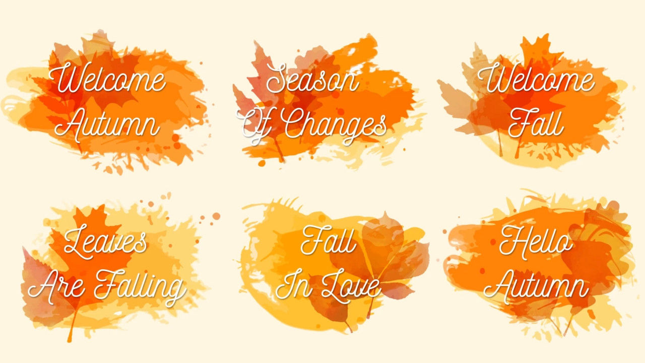 6组秋季黄色油画树叶动态标题字幕AE模板