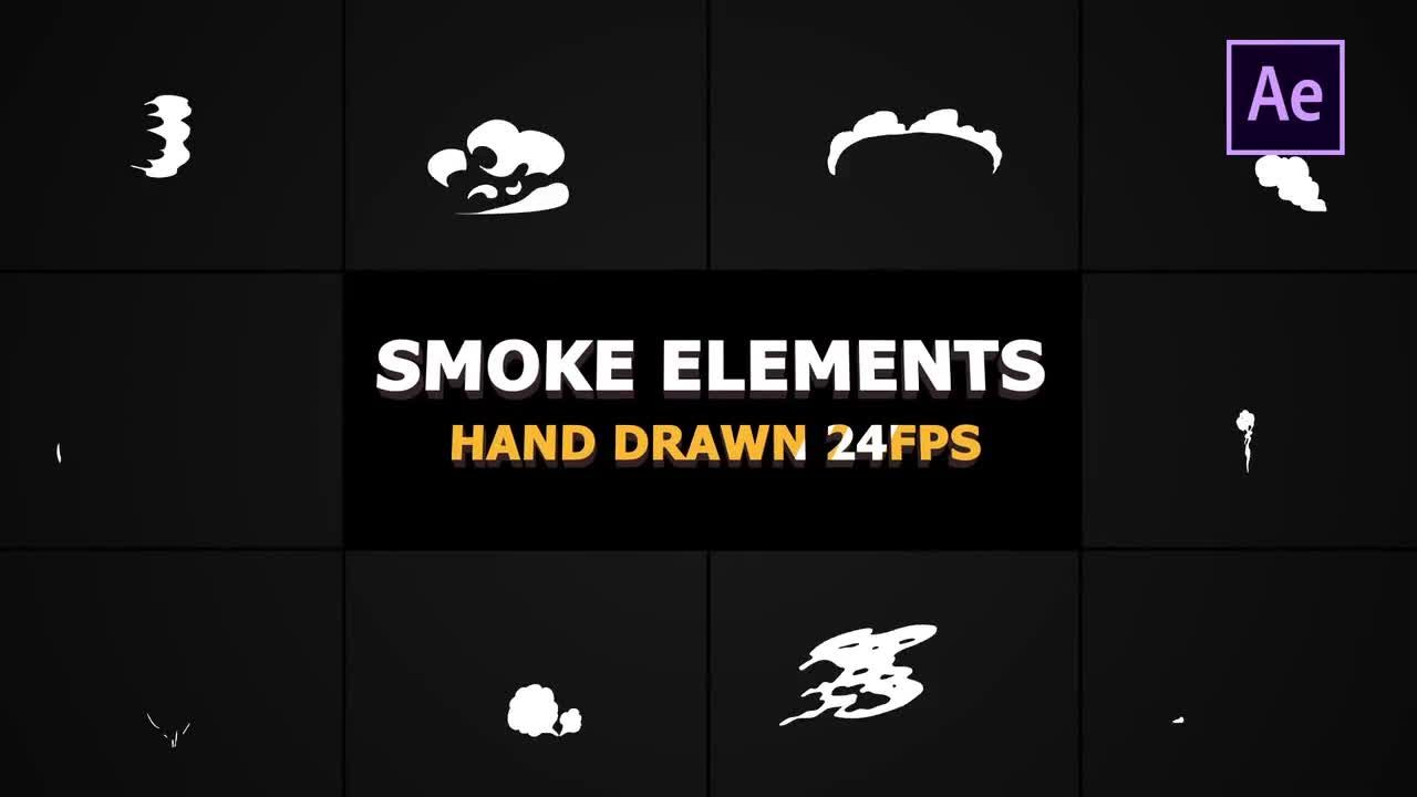 10个动态设​​计和有创意的动画2D手绘烟雾元素AE模板