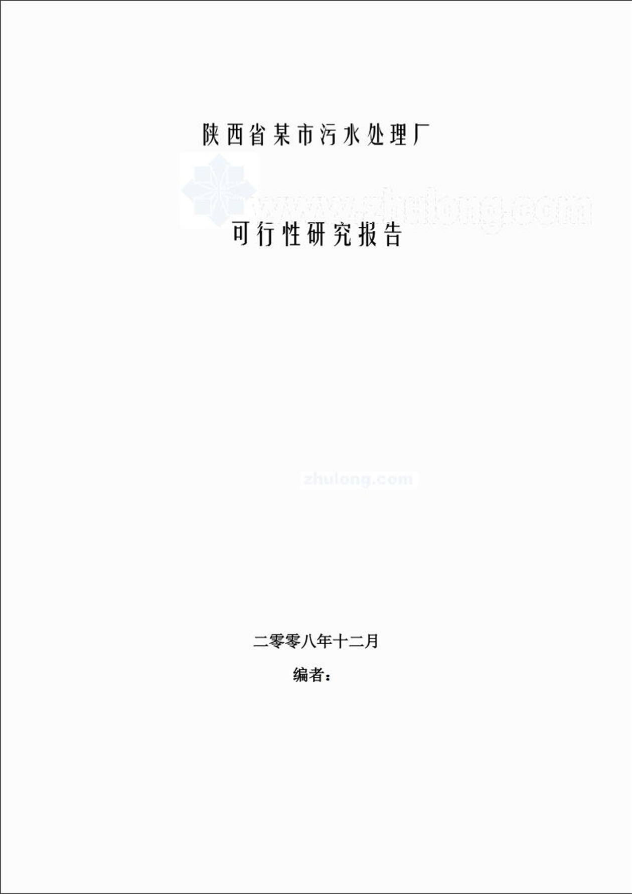 某污水处理厂可行性研究报告Word模板