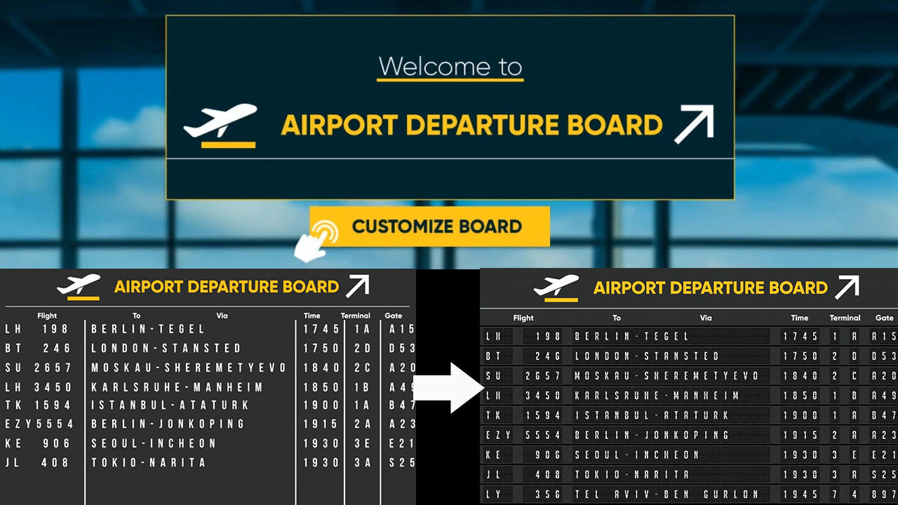 机场进出港信息屏动画AE模板