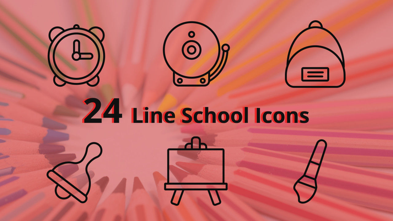 24个线条学校图标AE模板