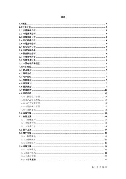 数码电脑电子商务网站方案策划书word模板