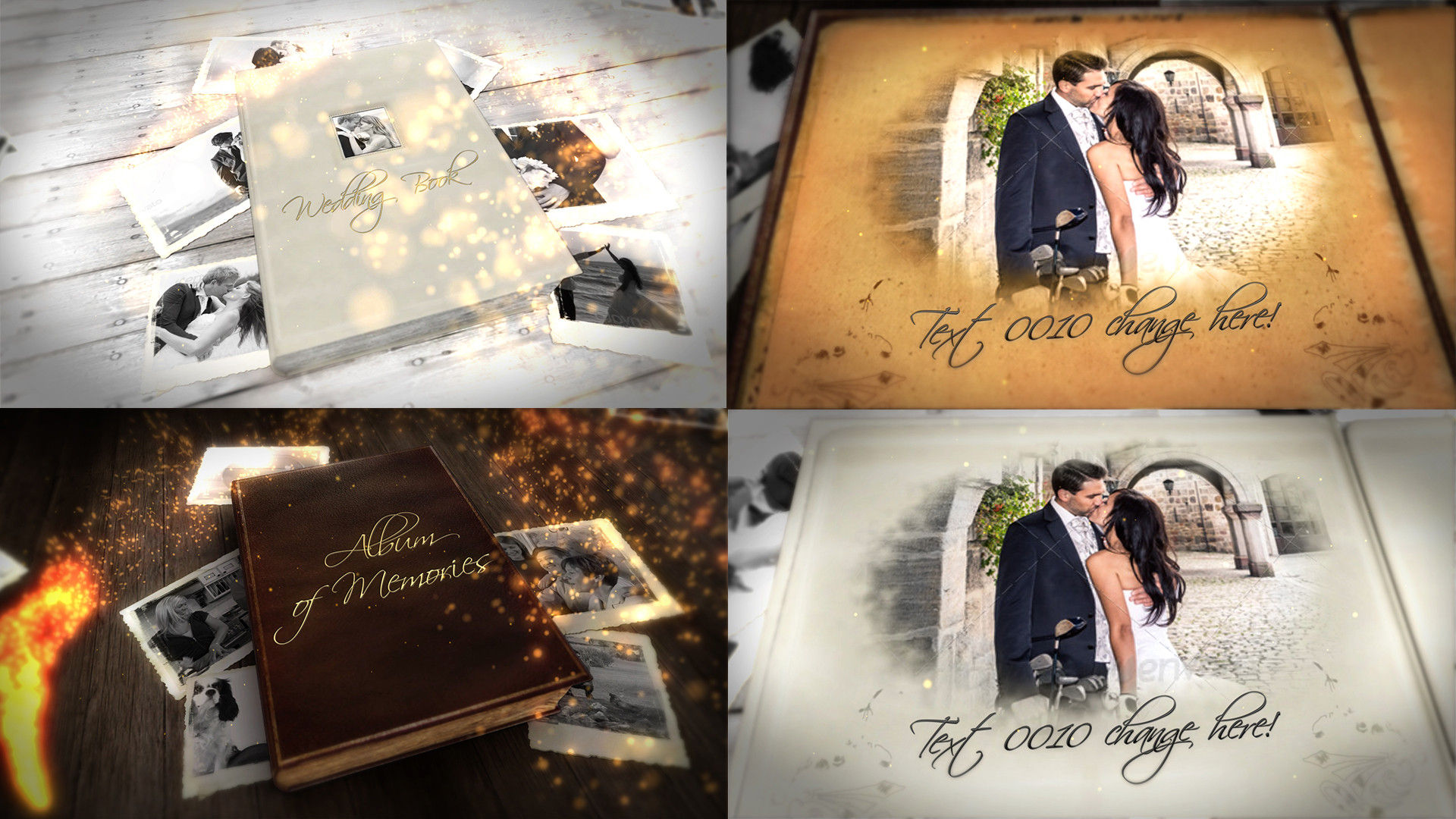 精美的婚礼回忆书册照片展示AE模板