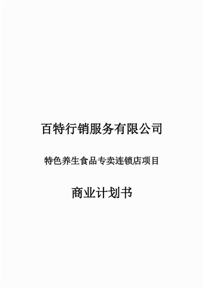 百特商业计划书word模板