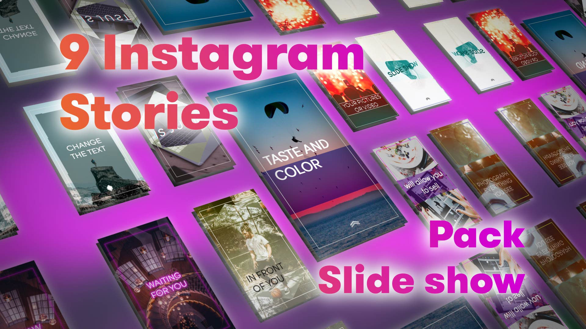 9个Instagram故事幻灯片包AE模板