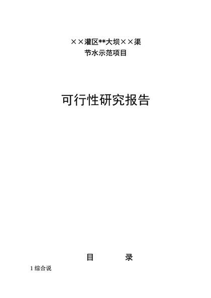 灌区大坝项目可行性研究报告word模板