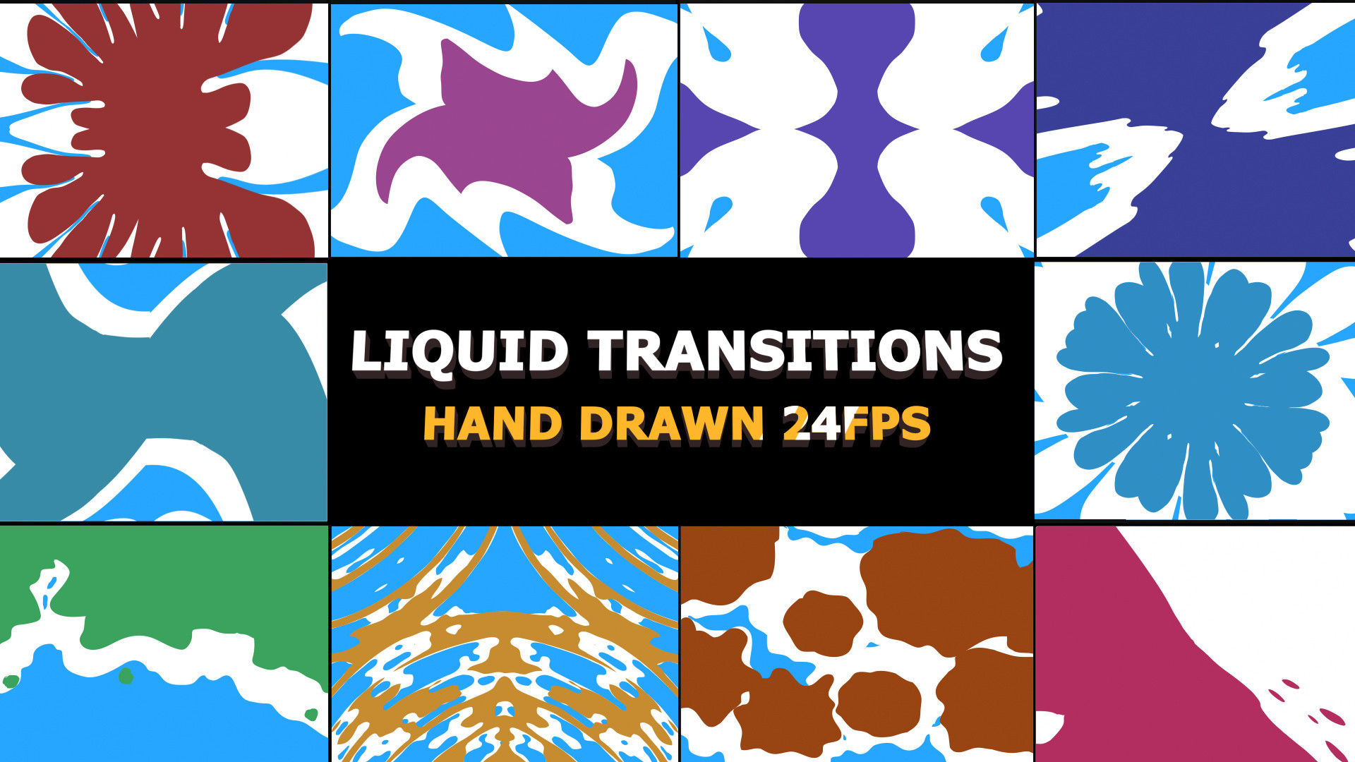 五颜六色的卡通动漫液体转变效果AE模板
