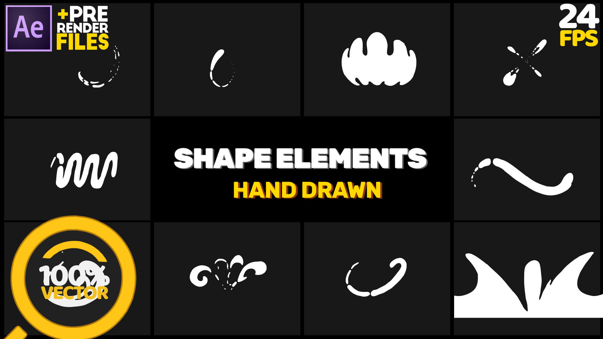 9种奇妙的卡通形状元素动画AE模板