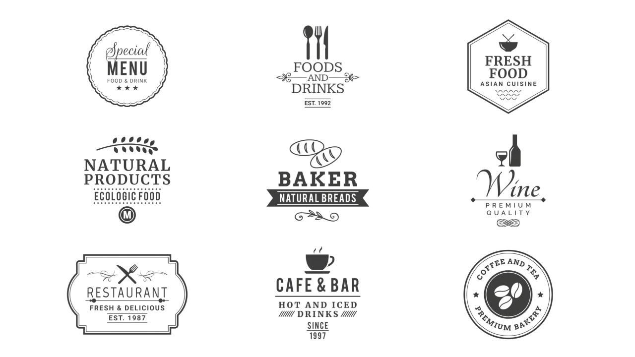 9个餐厅标签动画文字图标AE模板