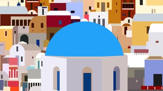 抽象的希腊小岛城市高清动态壁纸