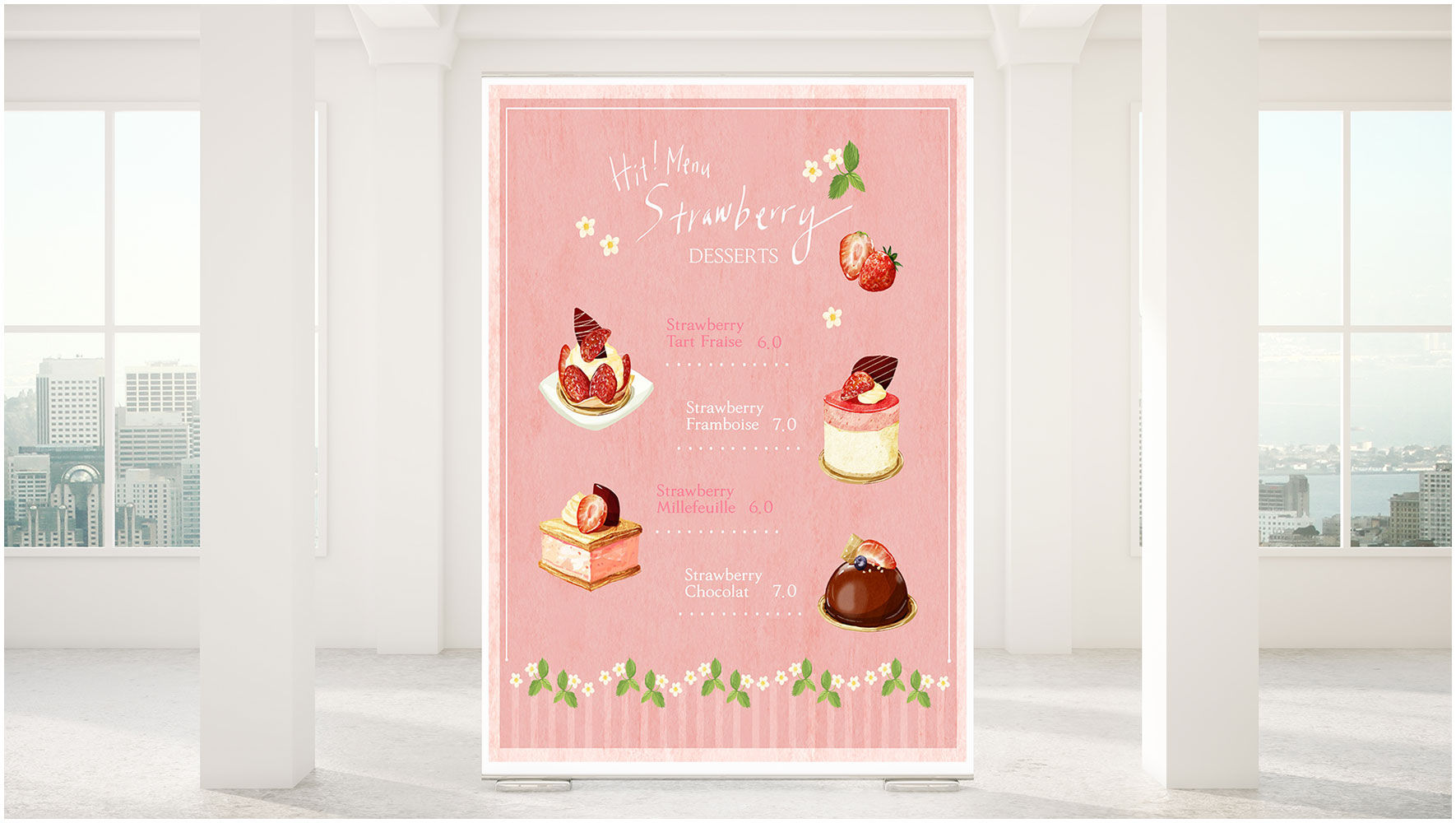 粉色浪漫的手绘蛋糕PSD宣传素材
