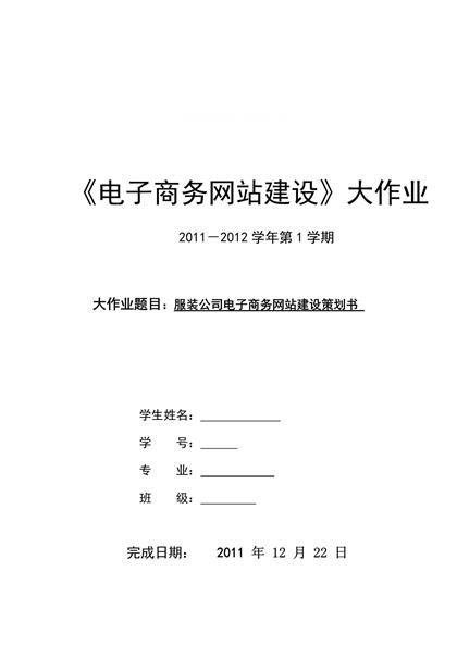 服装公司电子商务网站建设策划书word模板