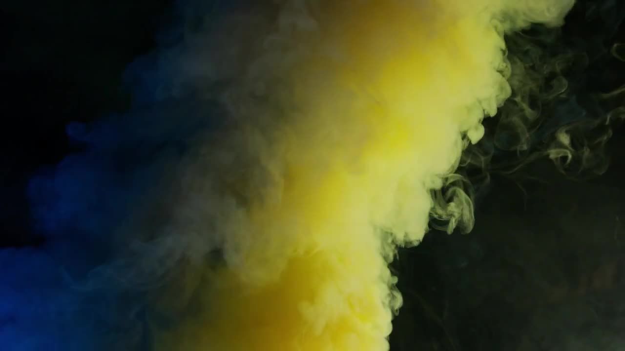 蓝色和黄色的烟雾特效视频素材