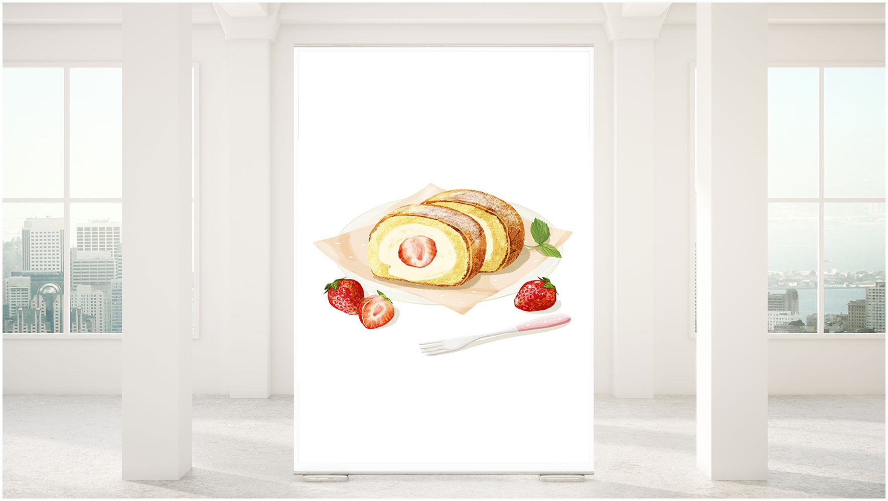 草莓蛋糕卷PSD图片素材