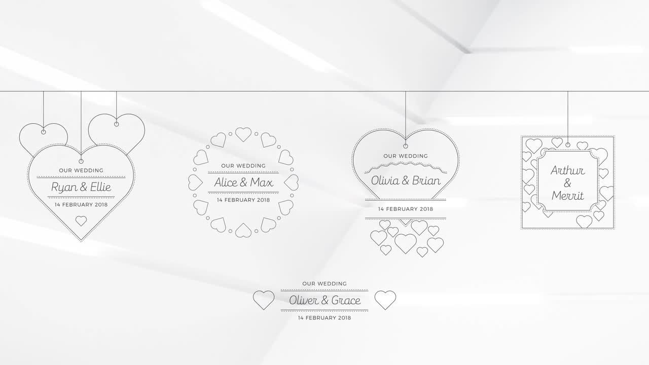 5个设计精美且动画效果精美的婚礼标题ae模板