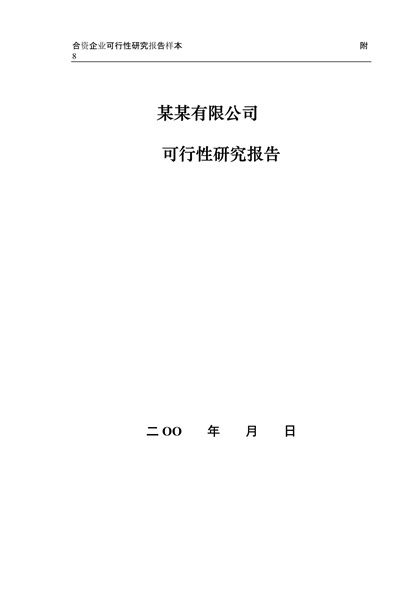 合资企业可行性研究报告样本word模板