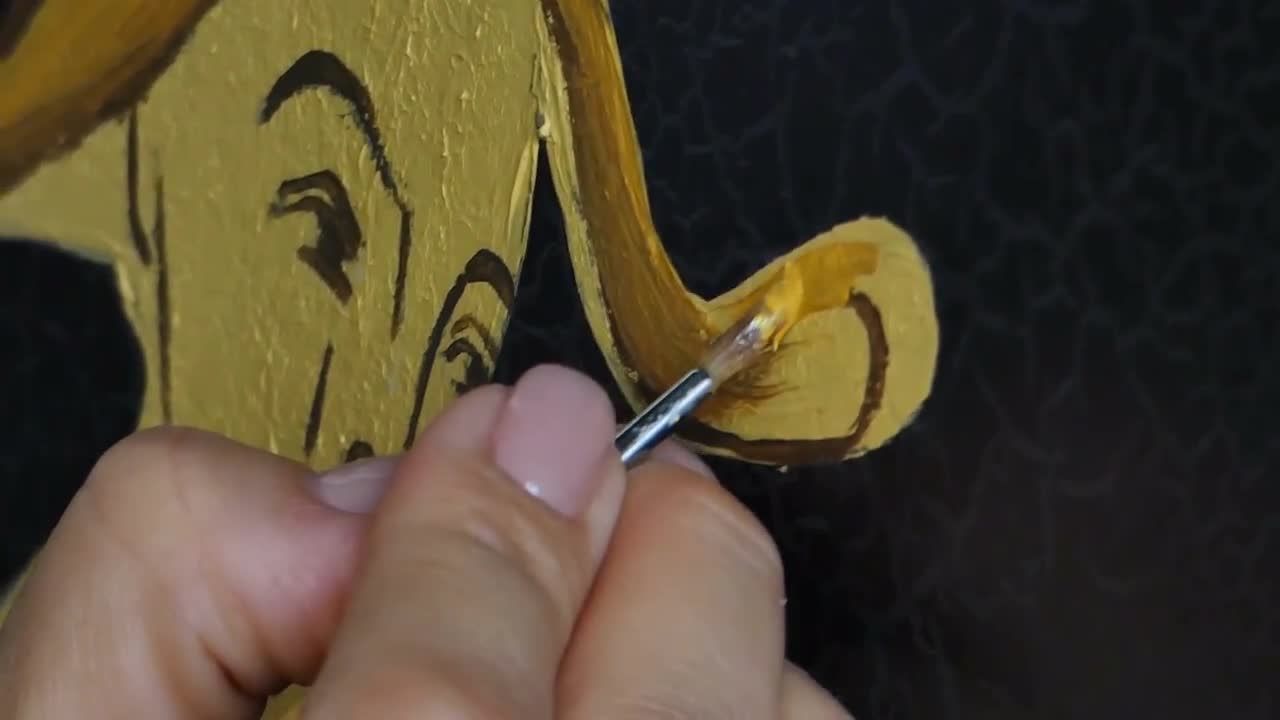 艺术家绘制油画特写镜头视频素材
