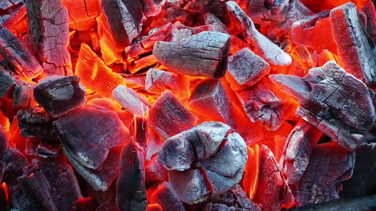 煤在火中燃烧视频特写镜头素材