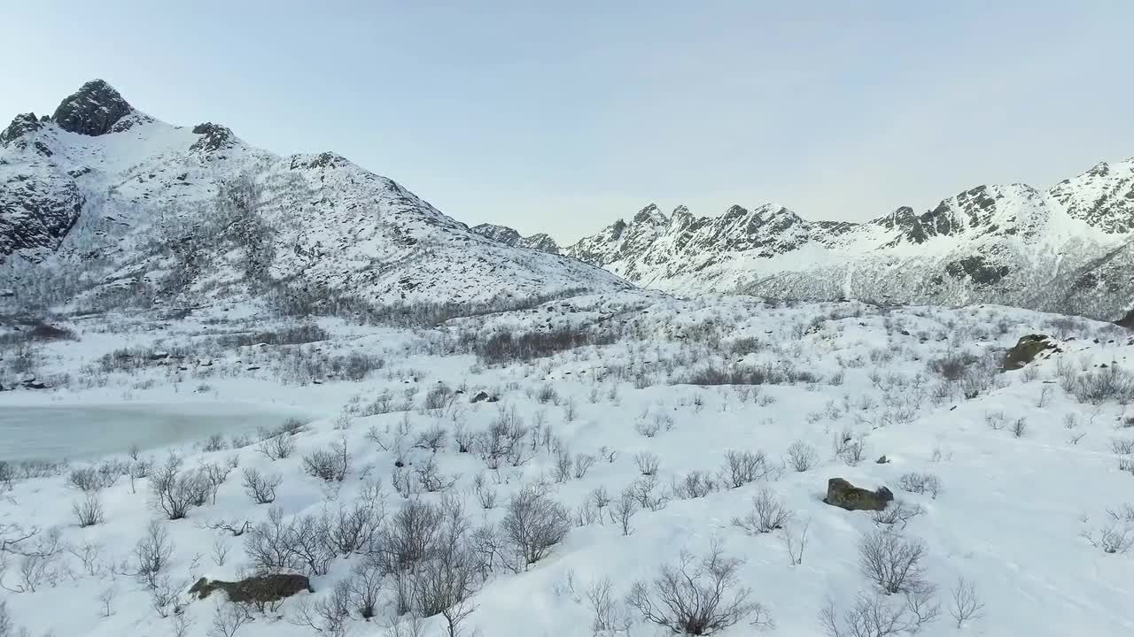 冬季挪威山降雪特效视频
