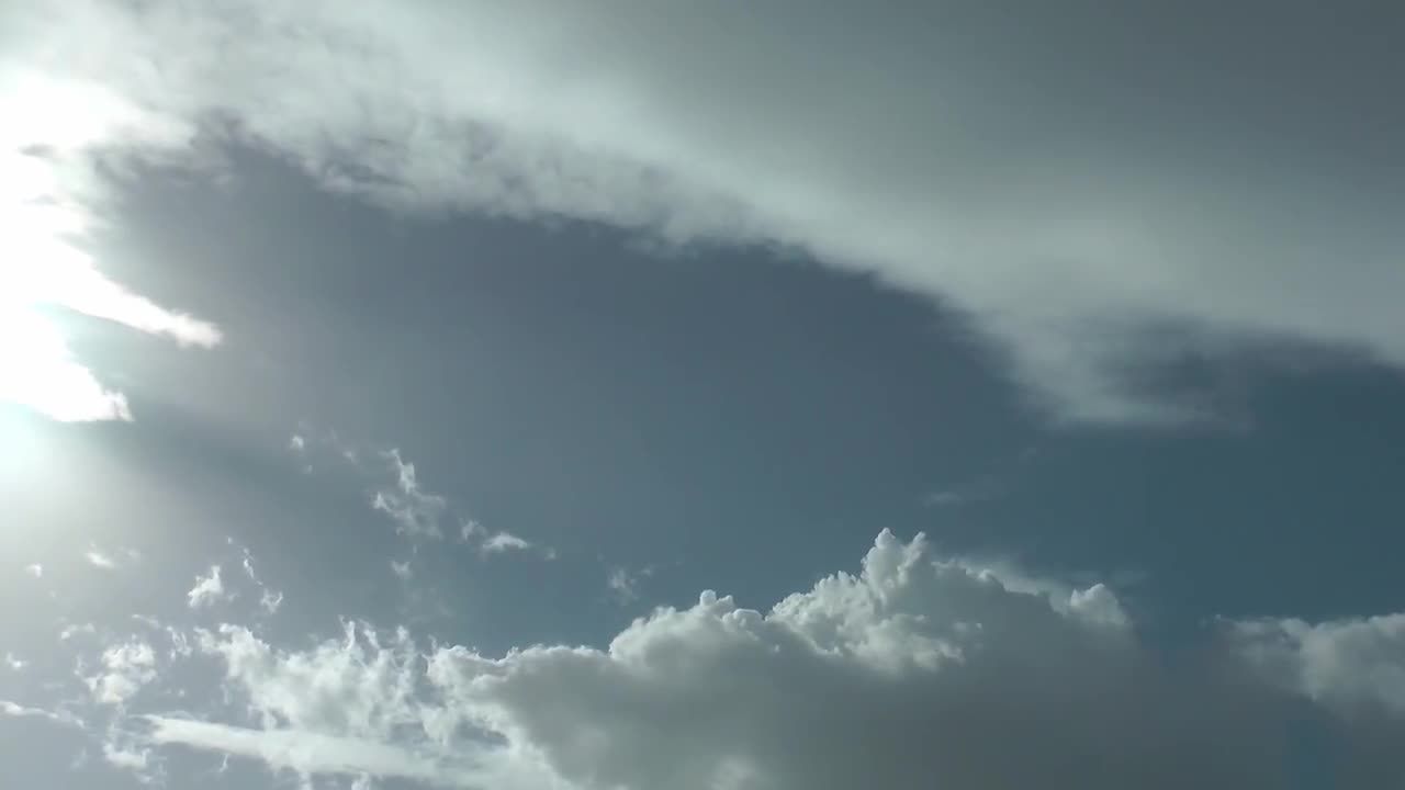 浓密灰色云层背后的黑暗天空视频素材