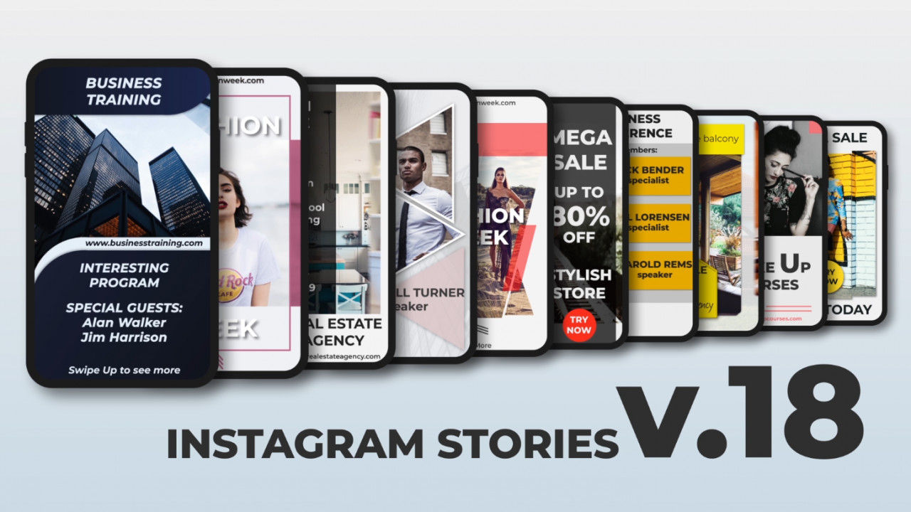 文字动画和新潮过渡效果的Instagram故事推广介绍AE模板