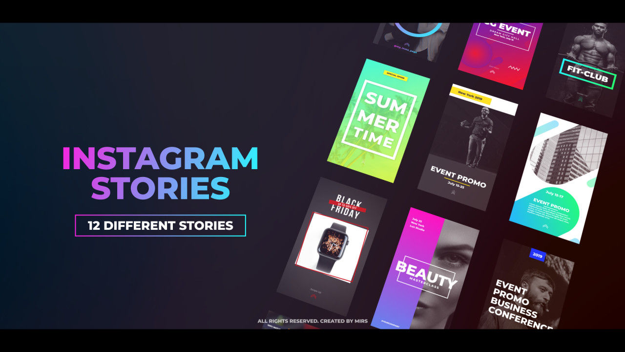 12个设计时尚的Instagram Stories电子产品介绍AE模板